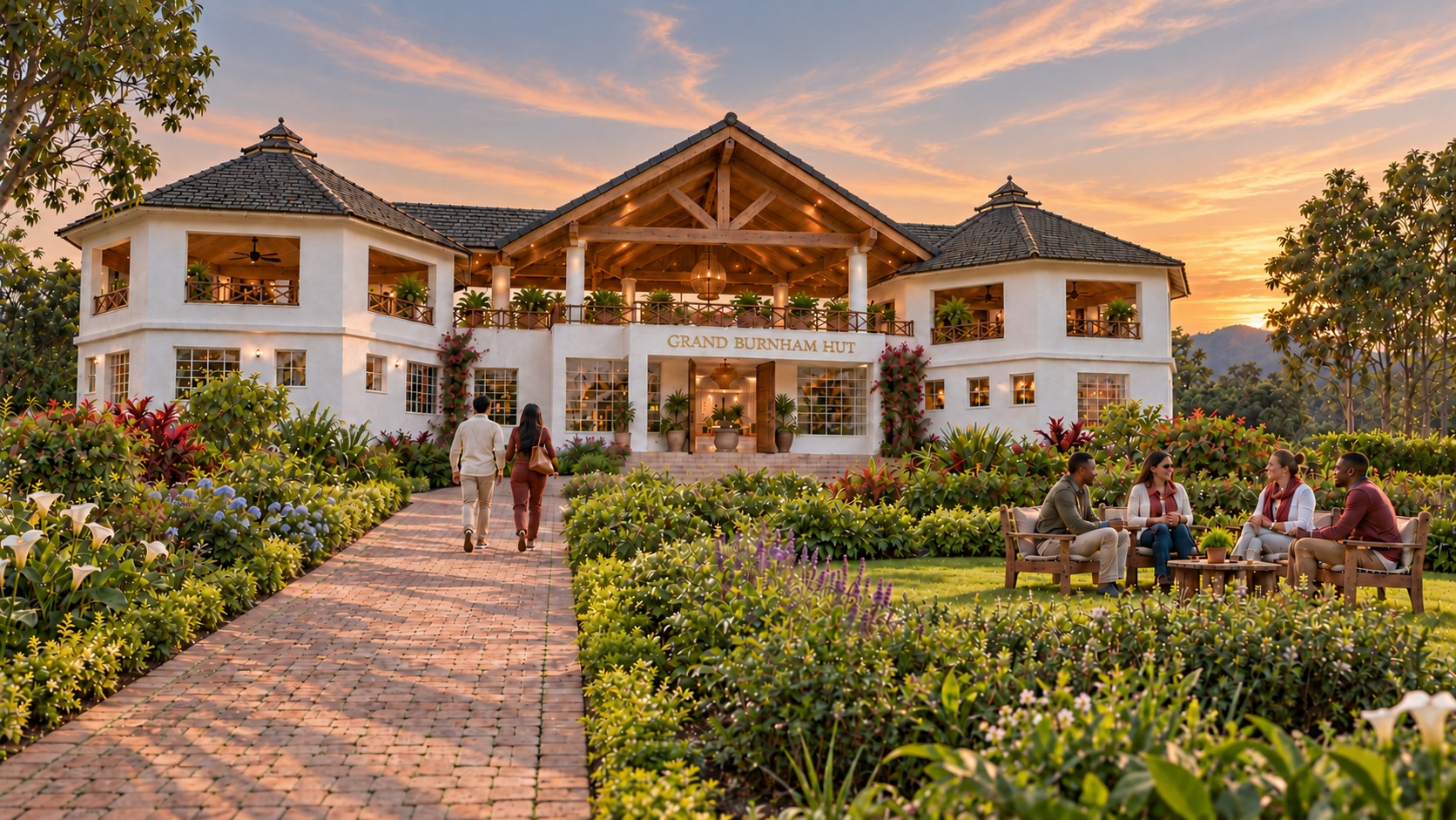 Grand Burnham Hut house and gardens in Ol Kalou, Kenya